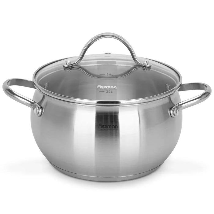 Stockpot 20 x 11cm 3.5 LTR with Glass Lid Stainless Steel