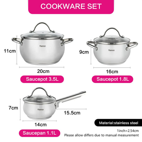 6PCS Cookware Set MARTINEZ 6pcs with Glass Lids / Mirror Outside - Green Shop Online