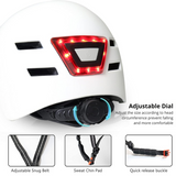 AHA Smart LED Helmet – White, Adjustable with Safety Lights for Night Riding - Green Shop Online