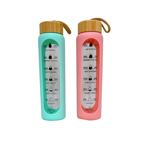 Inspiring Hydration Sports Bottle 1Ltr with Bamboo Lid & Silicone Sleeve - Green Shop Online