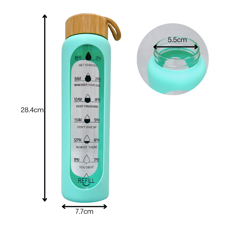 Inspiring Hydration Sports Bottle 1Ltr with Bamboo Lid & Silicone Sleeve - Green Shop Online