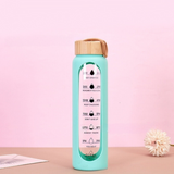 Inspiring Hydration Sports Bottle 1Ltr with Bamboo Lid & Silicone Sleeve - Green Shop Online