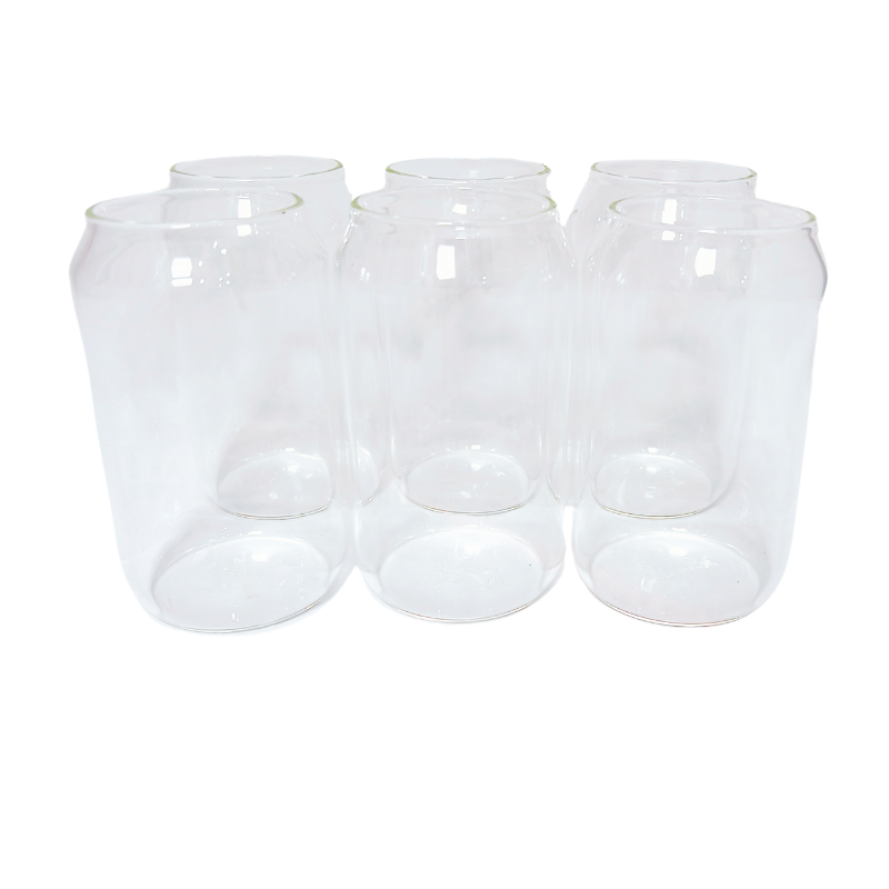 Premium Glass Can Tumbler 350ml - Set of 6 - Green Shop Online