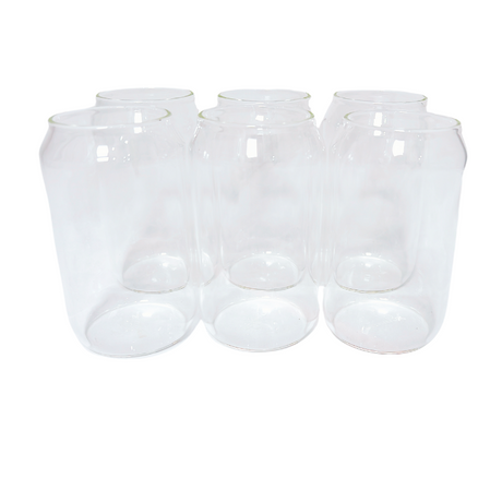 Premium Glass Can Tumbler 350ml - Set of 6 - Green Shop Online