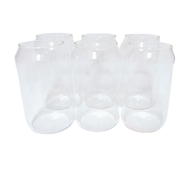 Premium Glass Can Tumbler 350ml - Set of 6 - Green Shop Online