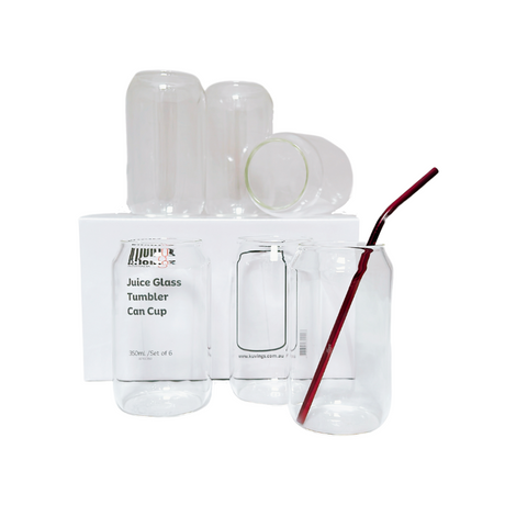 Premium Glass Can Tumbler 350ml - Set of 6 - Green Shop Online