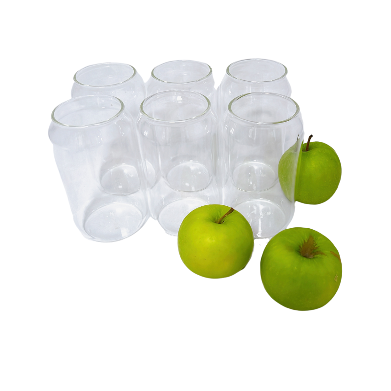 Premium Glass Can Tumbler 350ml - Set of 6 - Green Shop Online