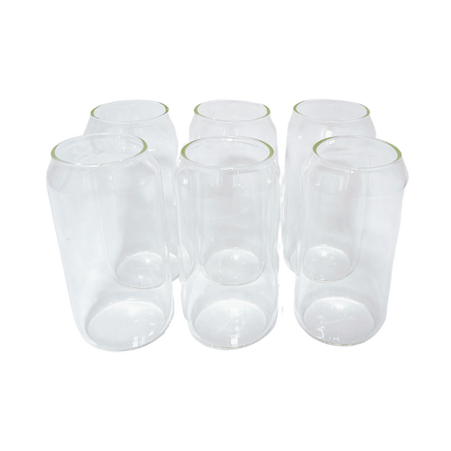 Classic Glass Can Tumbler 500ml - Set of 6 - Green Shop Online