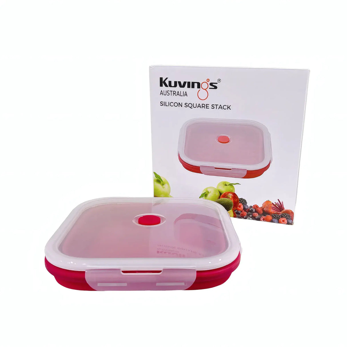 Silicone Square Foldable Lunch Box - Red