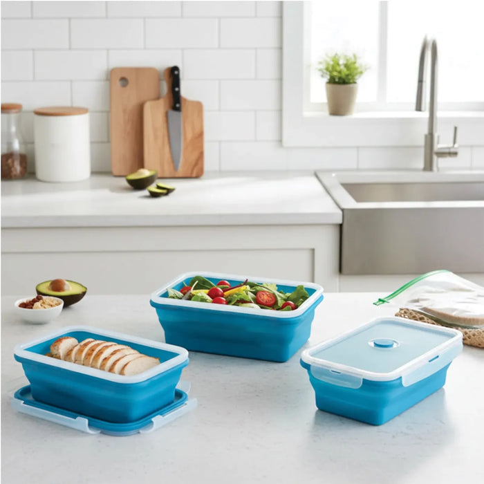 Pack & Stack Collapsible Silicone Rectangle Lunch Box — 800ml