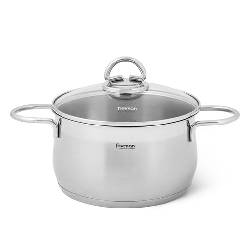 Stockpot  MONICA 24 x 13.5 cm 6.1 LTR with Glass Lid Stainless Steel