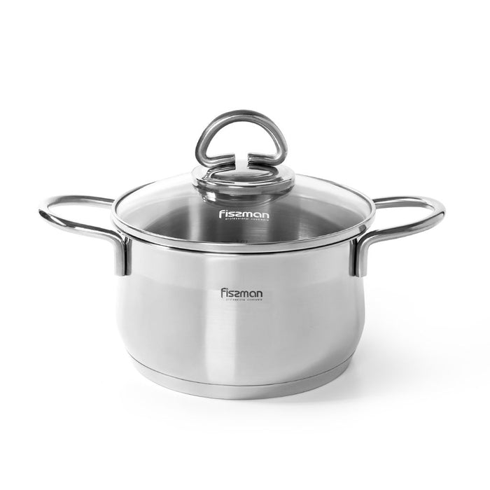 Stockpot 16 x 9.5 cm 1.9 LTR with Glass Lid Stainless Steel