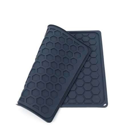 Silicone Dish Drainer Mat - Dark Grey - Hexagon 30x40cm - Green Shop Online