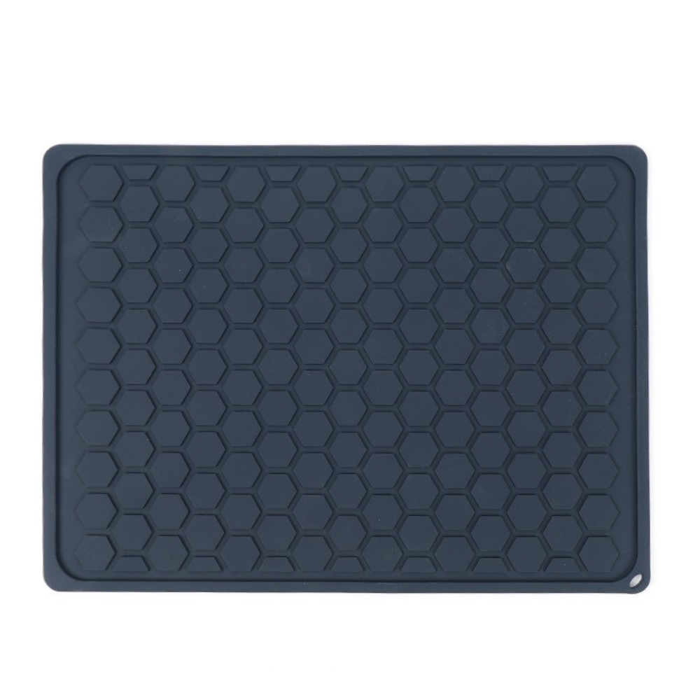 Silicone Dish Drainer Mat - Dark Grey - Hexagon 30x40cm - Green Shop Online