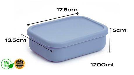 3-Compartment Blue Bento Silicone Lunch Box - Green Shop Online