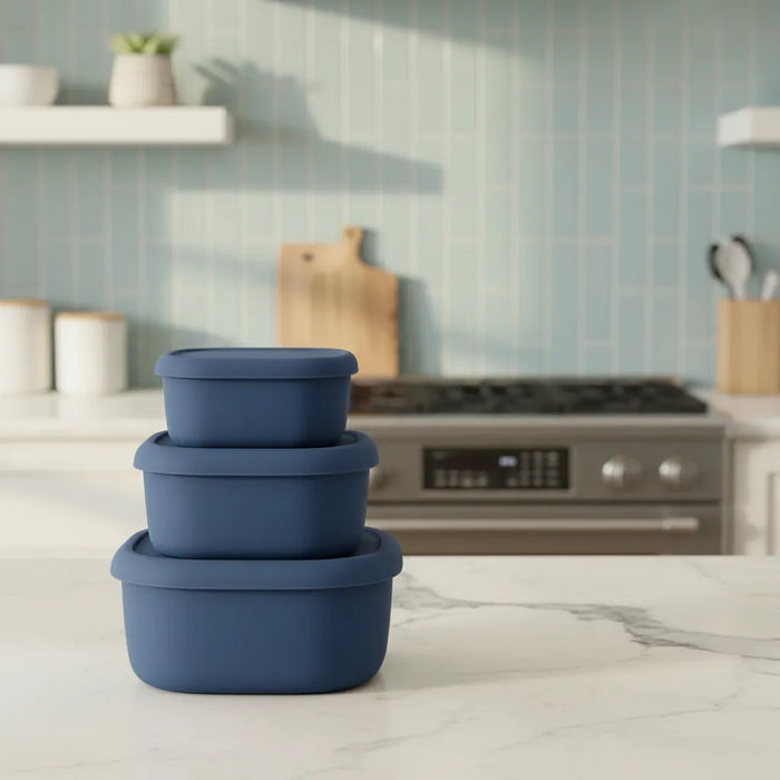 Blue Kuvings 3-Piece Silicone Lunch Box Set