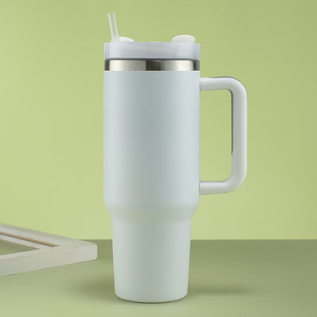 Double Wall Stainless Steel 1.18L/40oz Tumbler with Flip Open Lid and Straw - Green Shop Online