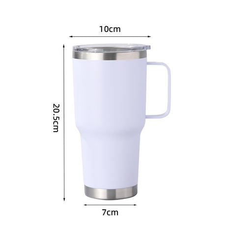 Double Wall Stainless Steel 880mL/30oz Tumbler with Lid and Handle - Green Shop Online