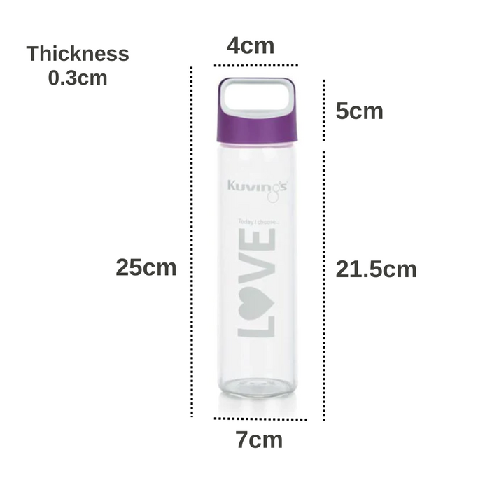Love Glass Sports Bottle 591ml – Green or Purple