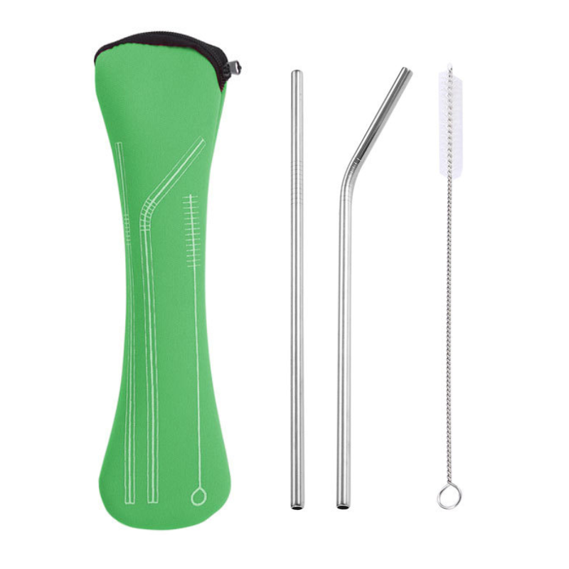 Reusable Metal Straws Set With Cleaner Brush and bag - Green Shop Online