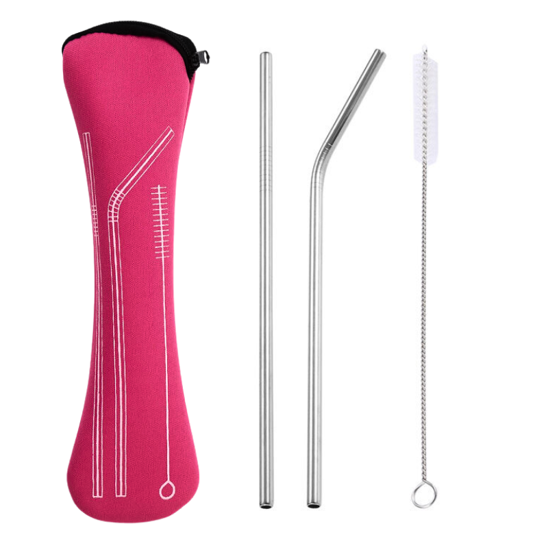 Reusable Metal Straws Set With Cleaner Brush and bag - Green Shop Online
