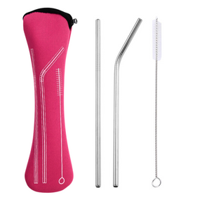 Reusable Metal Straws Set With Cleaner Brush and bag - Green Shop Online