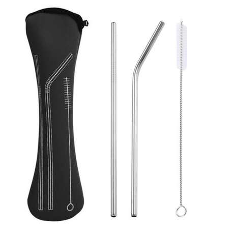 Reusable Metal Straws Set With Cleaner Brush and bag - Green Shop Online