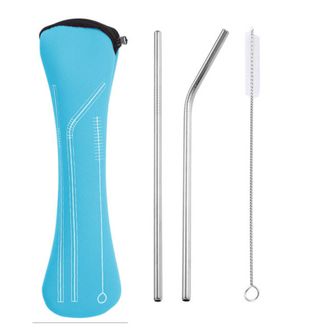 Reusable Metal Straws Set With Cleaner Brush and bag - Green Shop Online