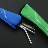 Reusable Metal Straws Set With Cleaner Brush and bag - Green Shop Online