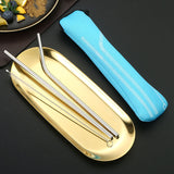 Reusable Metal Straws Set With Cleaner Brush and bag - Green Shop Online