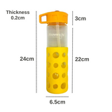 Toughened Glass – Drink Bottle with Silicone Sleeve and straw - 550ml - Green Shop Online
