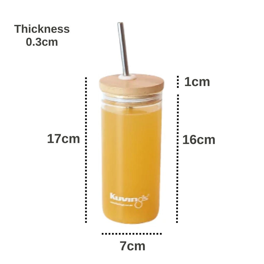Glass tumbler with Straw & Bamboo Lid - 500ml - Green Shop Online