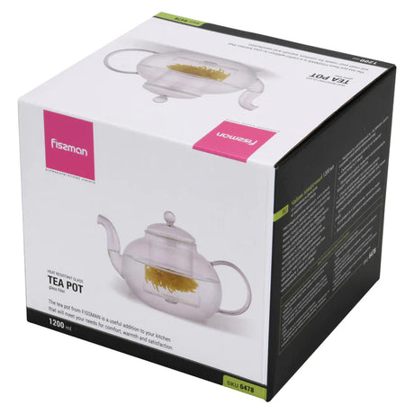 Tea Pot 1200ml With Glass Filter - Borosilicate Glass - Green Shop Online