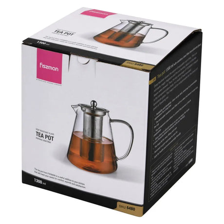 Tea Pot 1300ml With Stainless Steel Filter - Borosilicate Glass - Green Shop Online