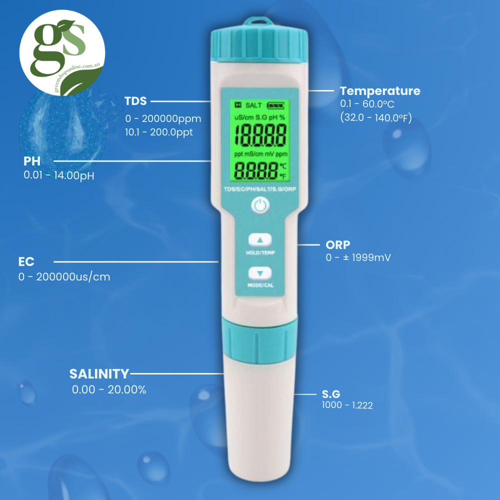 Ultimate 7-in-1 Digital Water Quality Meter with LCD Backlight - Green Shop Online