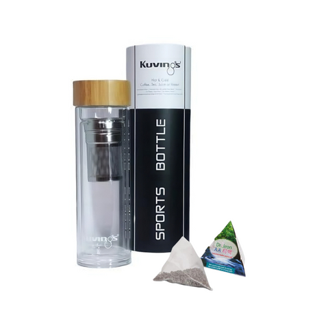 Tea Lover’s Bundle: Double Wall Glass Bottle & Alkaline Filter Pack - Green Shop Online