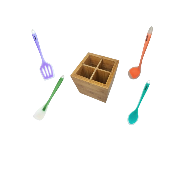 Utensil Pack with Bamboo Caddy