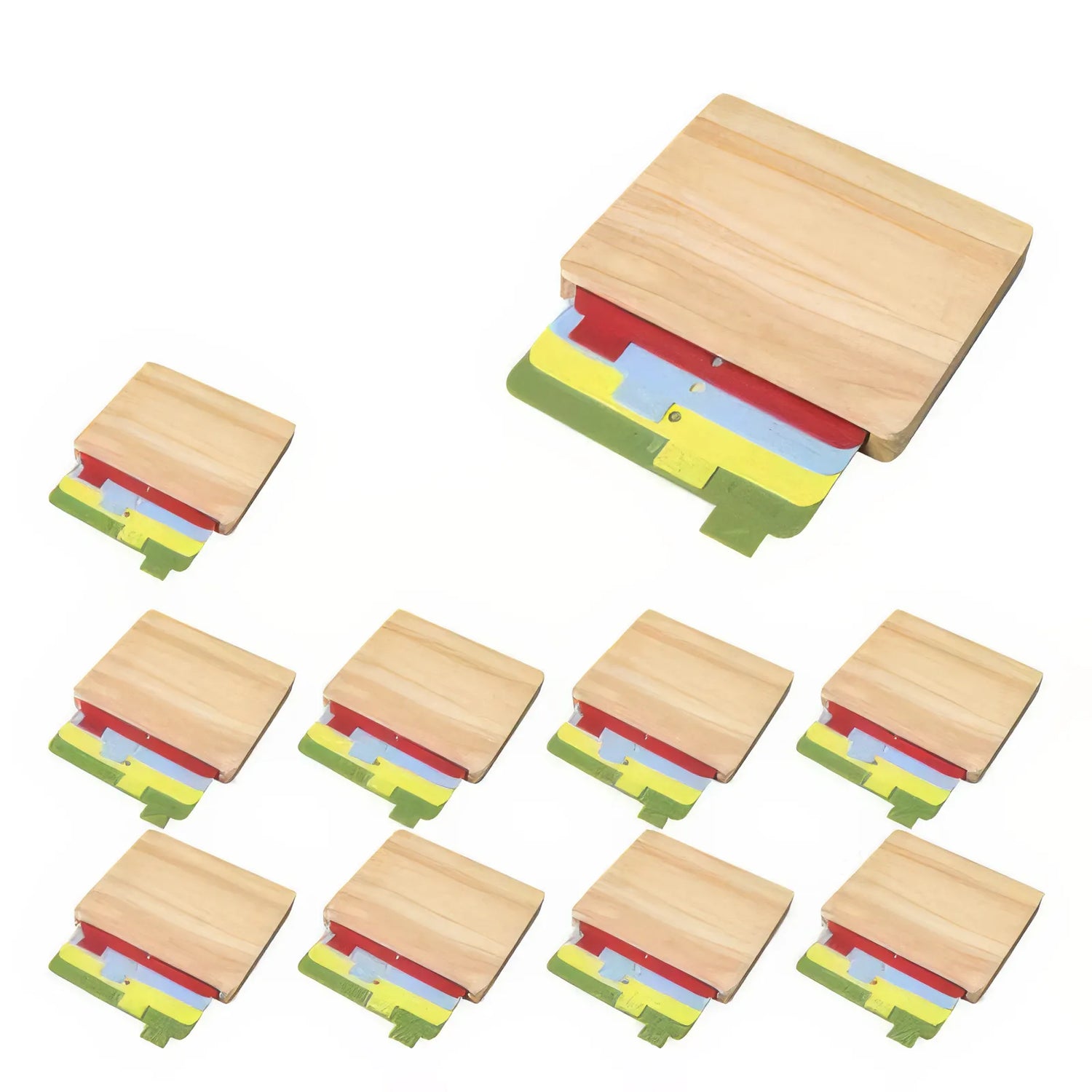 Bamboo Cutting & Storage Boards with Colour-Coded Chopping Mats – 10-Pack