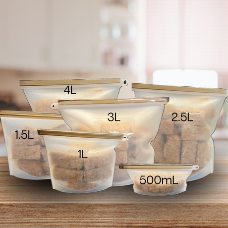 Reusable Silicone Food Storage Bag - 5 pack - Small 500ml - Green Shop Online