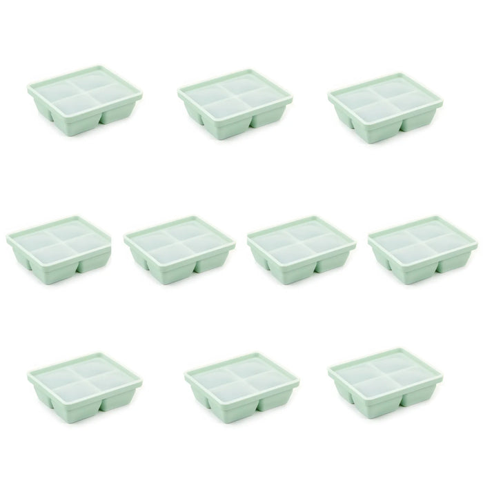 Baby Food-Prep & Serving Silicone Container Green - 4 Holes - 10 Pack Bundle