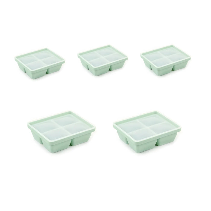 Baby Food-Prep & Serving Silicone Container Green - 6 Holes - 5 Pack Bundle