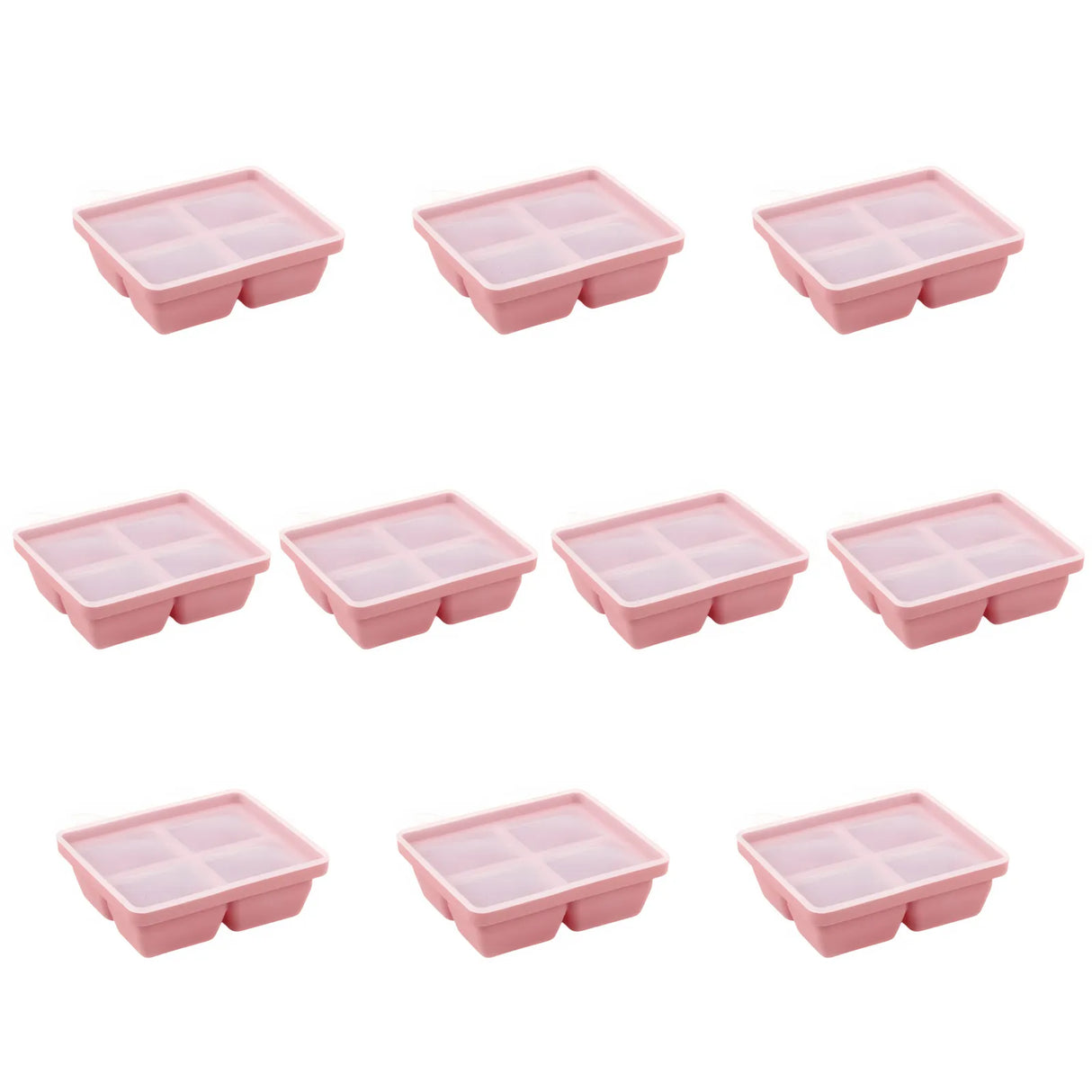 Baby Food-Prep & Serving Silicone Container Pink - 4 Holes - 10 Pack Bundle