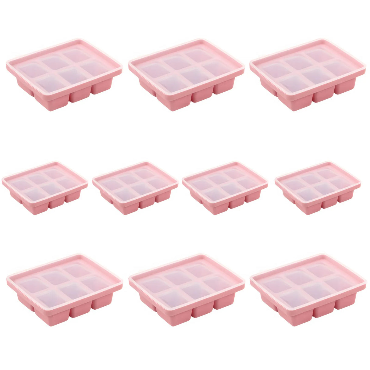 Baby Food-Prep & Serving Silicone Container Pink - 6 Holes - 10 Pack Bundle
