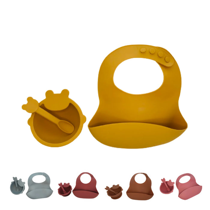 Silicone Baby Bib & Bowl Pack - Multiple Colours