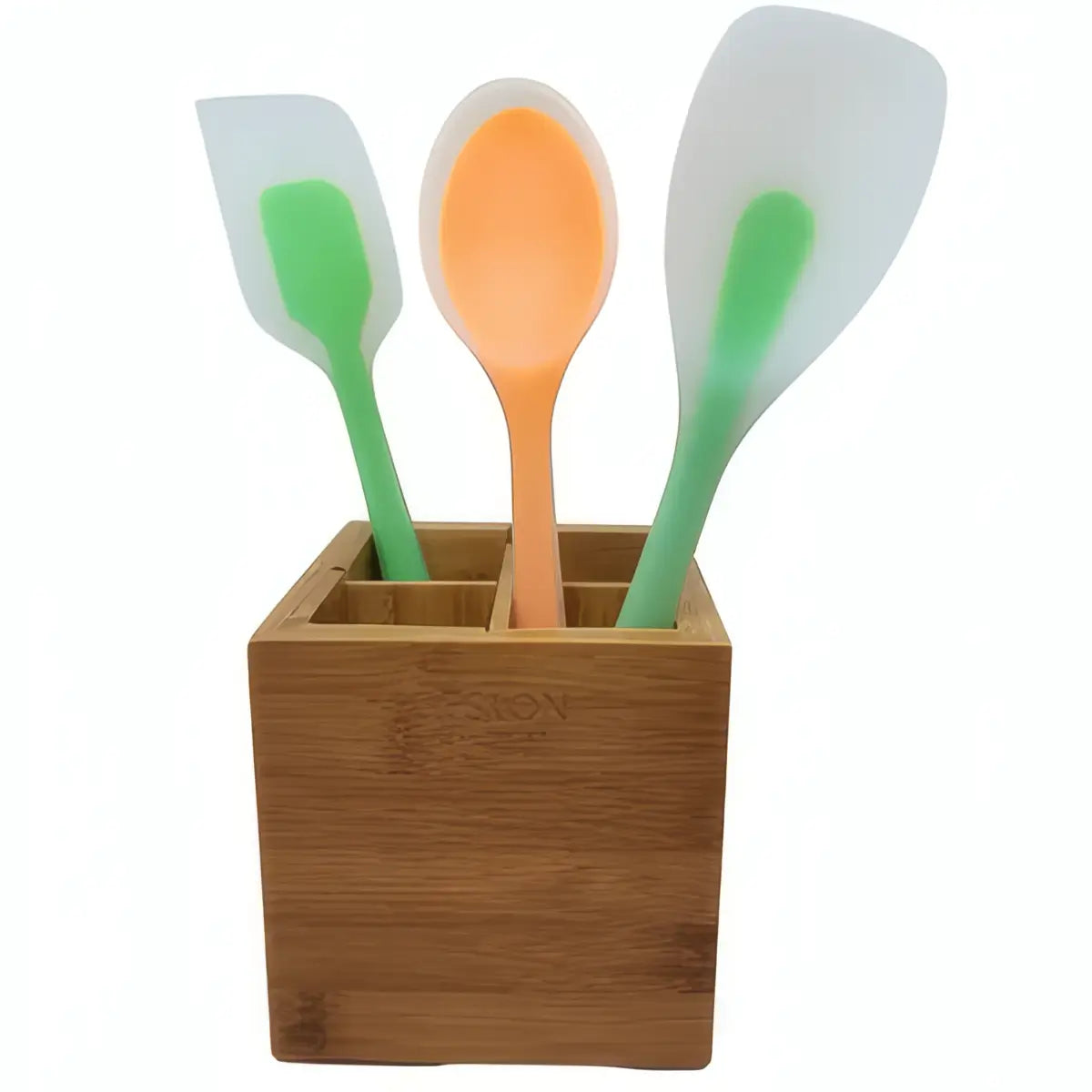 Premium Bamboo Utensil Holder Caddy 12.3 x 12.3 x 12.7cm
