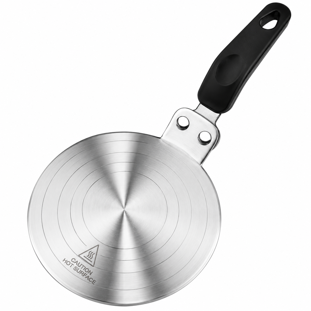 By Kova stainless steel induction adapter plate, 13cm, with black rubber handle