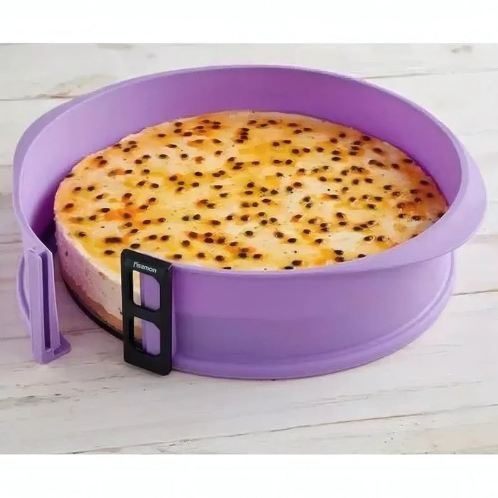 Separable Cake Pan 25 cm x 7.5cm Silicone With Bottom of Heat Resistant Glass