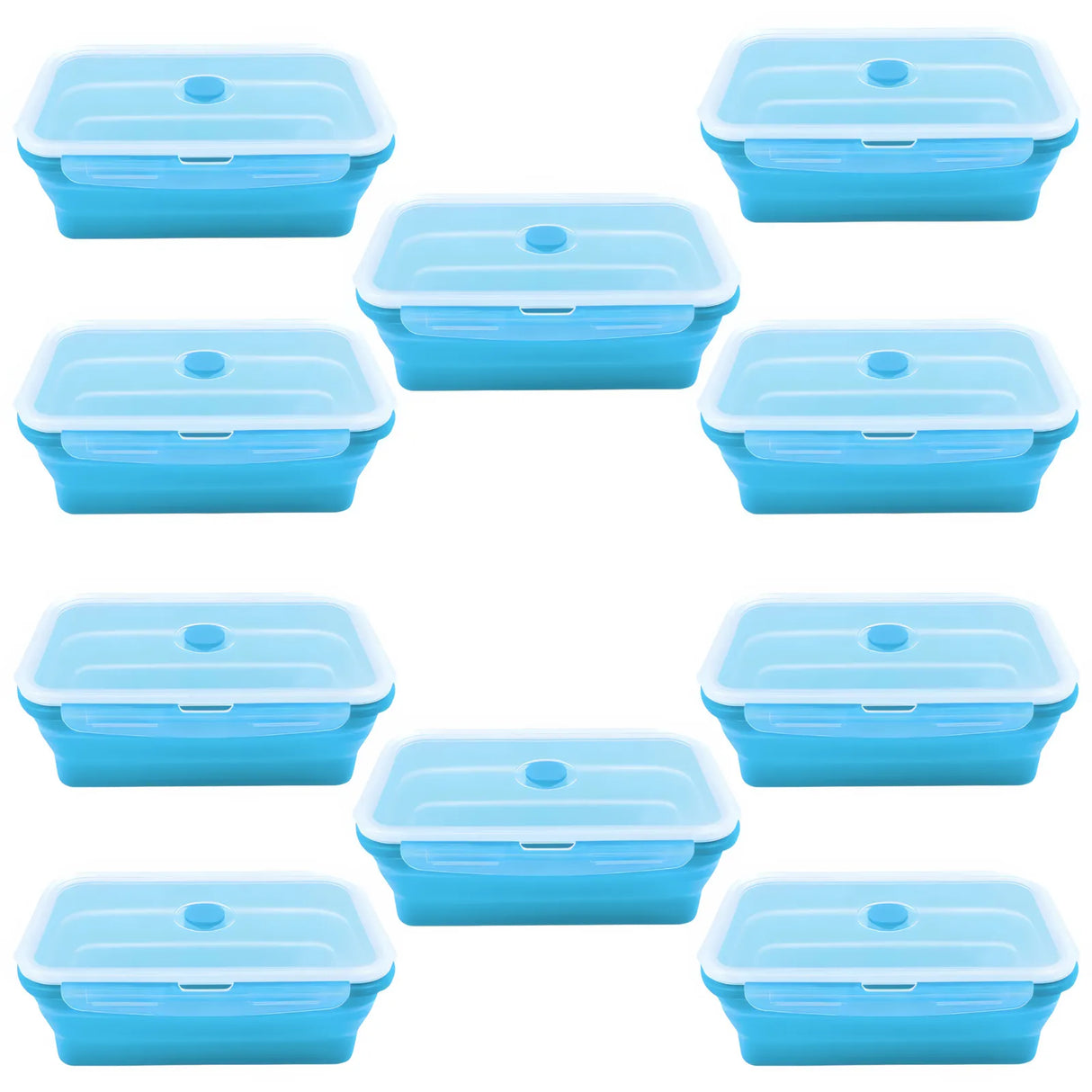 Pack & Stack Silicone Rectangle Lunch Box - 10 Pack Bundle