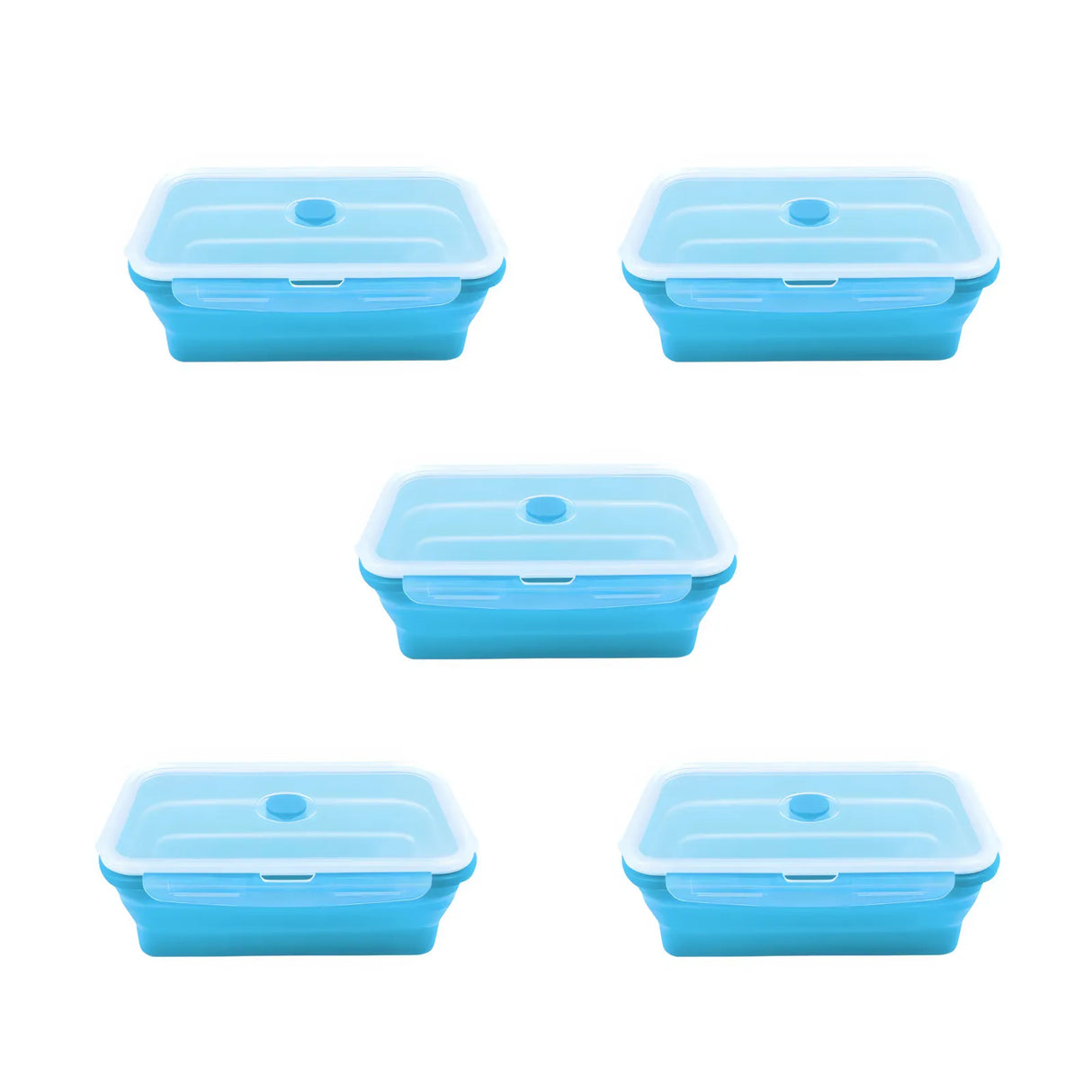 Pack & Stack Silicone Rectangle Lunch Box - 5 Pack Bundle