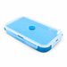 Blue 800ml collapsible silicone lunch box shown from an angle